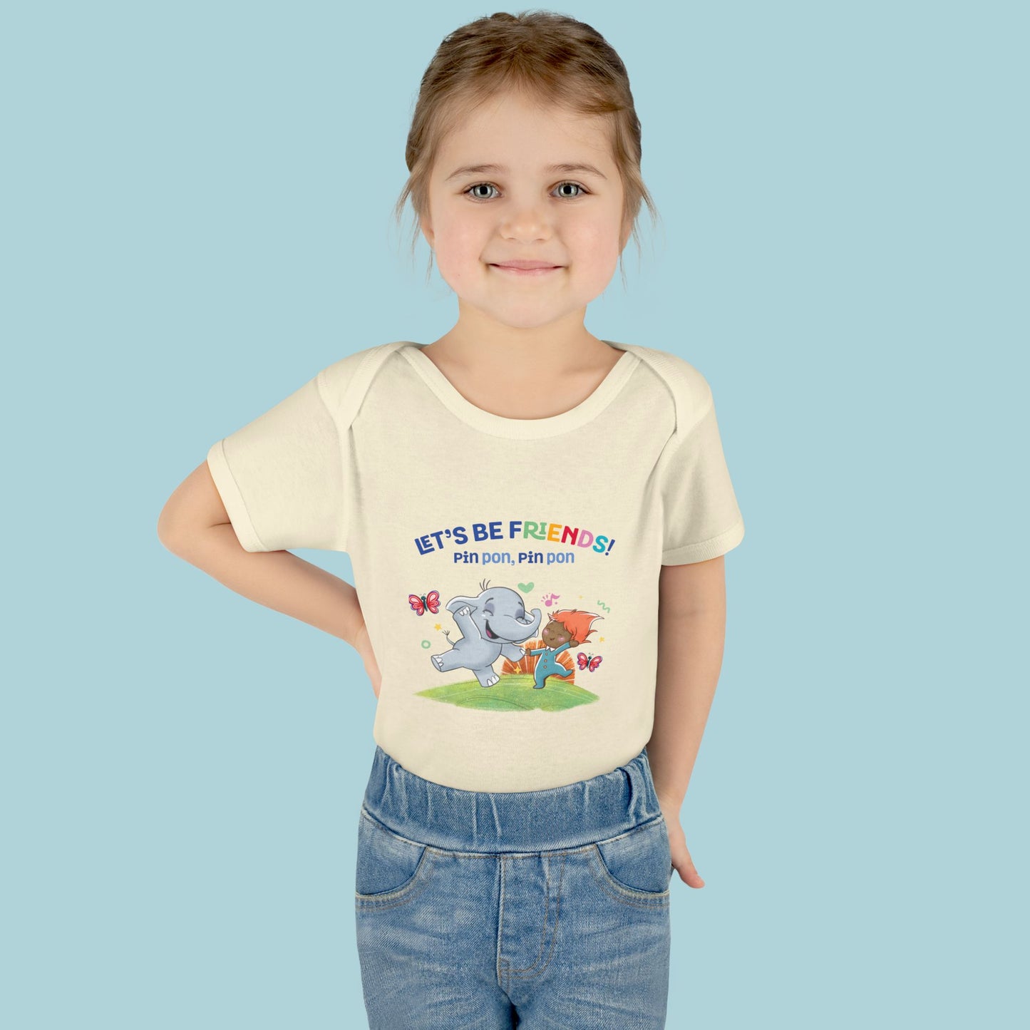 Pin Pon & Benji Let’s Be Friends Infant Bodysuit / Baby Onesie