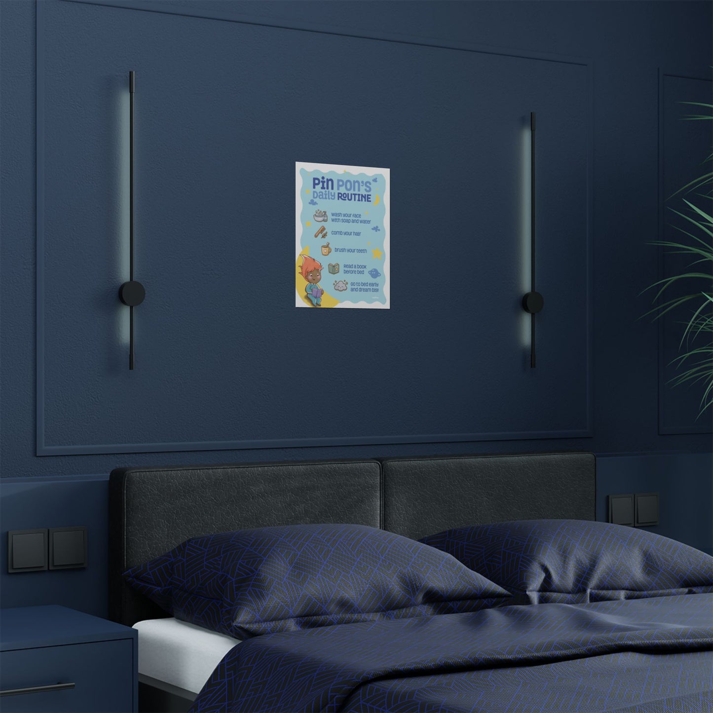 Pin Pon 'Bedtime Routine' Nursery Poster