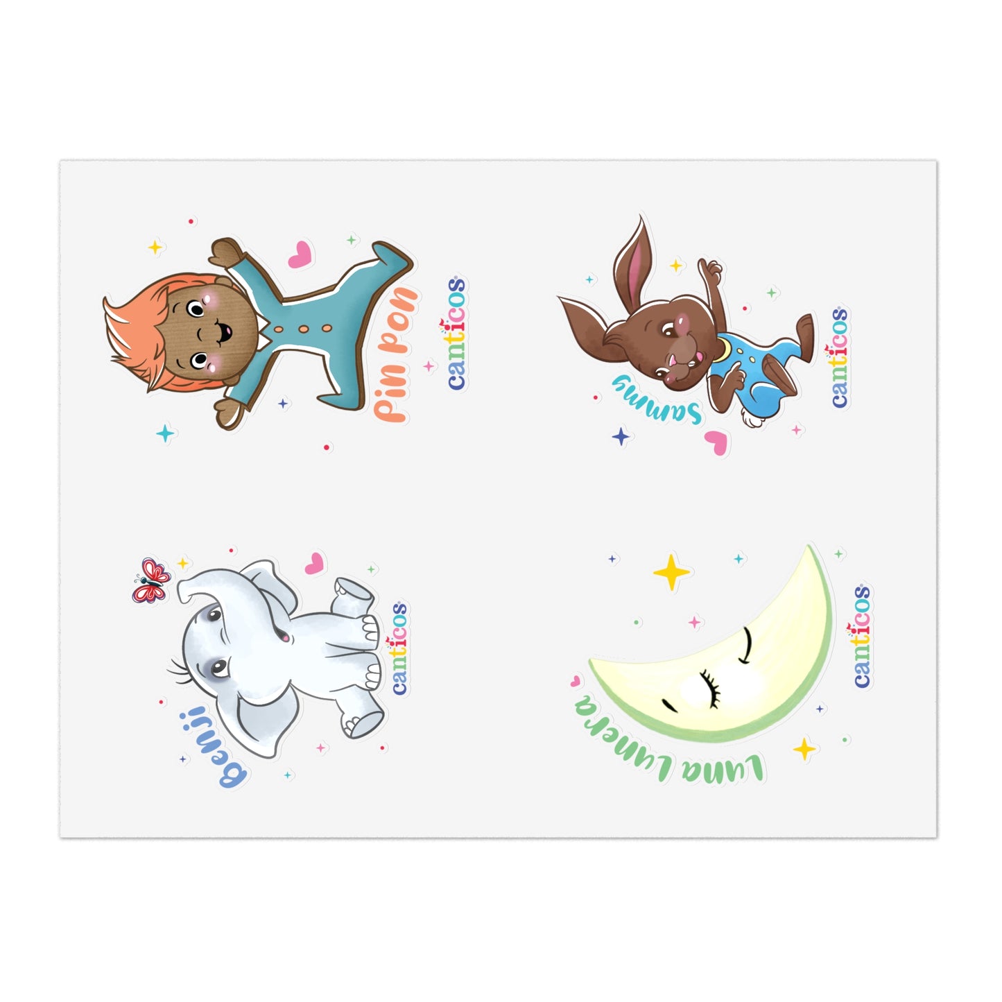 Canticos Amiguitos  Sticker Sheets for Classroom or Party Favors