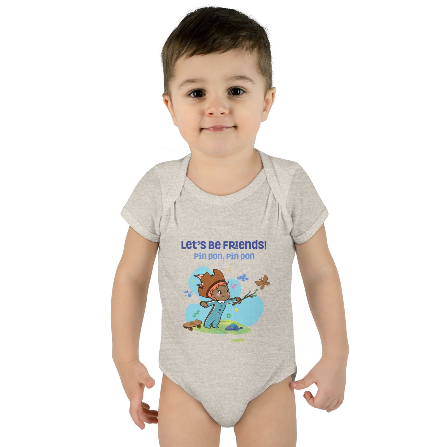 Pin Pon Let’s Be Friends Infant Bodysuit / Baby Onesie