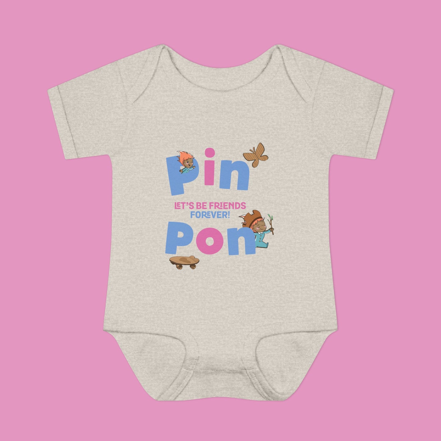 Pin Pon Friends Forever Pink Infant Bodysuit / Baby Onesie