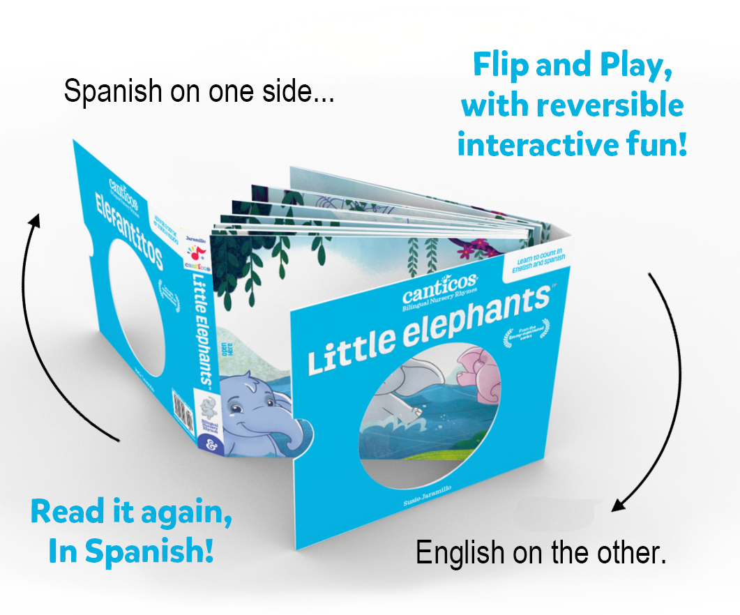 Little Elephants / Elefantitos, Flip & Play Bilingual Book