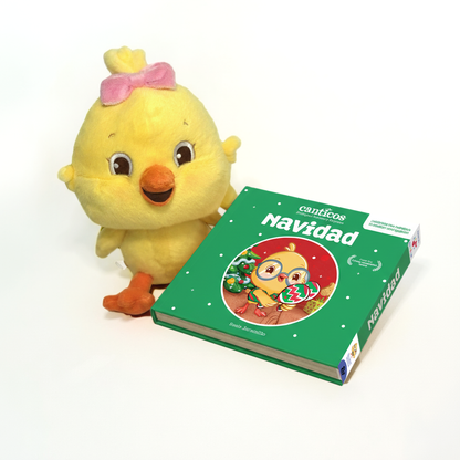 Kiki Chickie Plush + Canticos Navidad / Jingle Bells Flip & Play Book