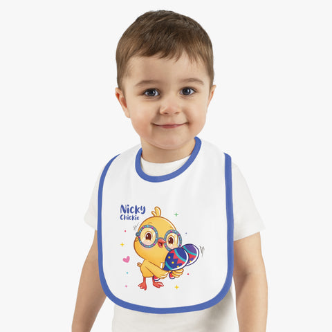 Nicky Chickie Contrast Trim Jersey Bib – ¡Pío pío, mealtime style!