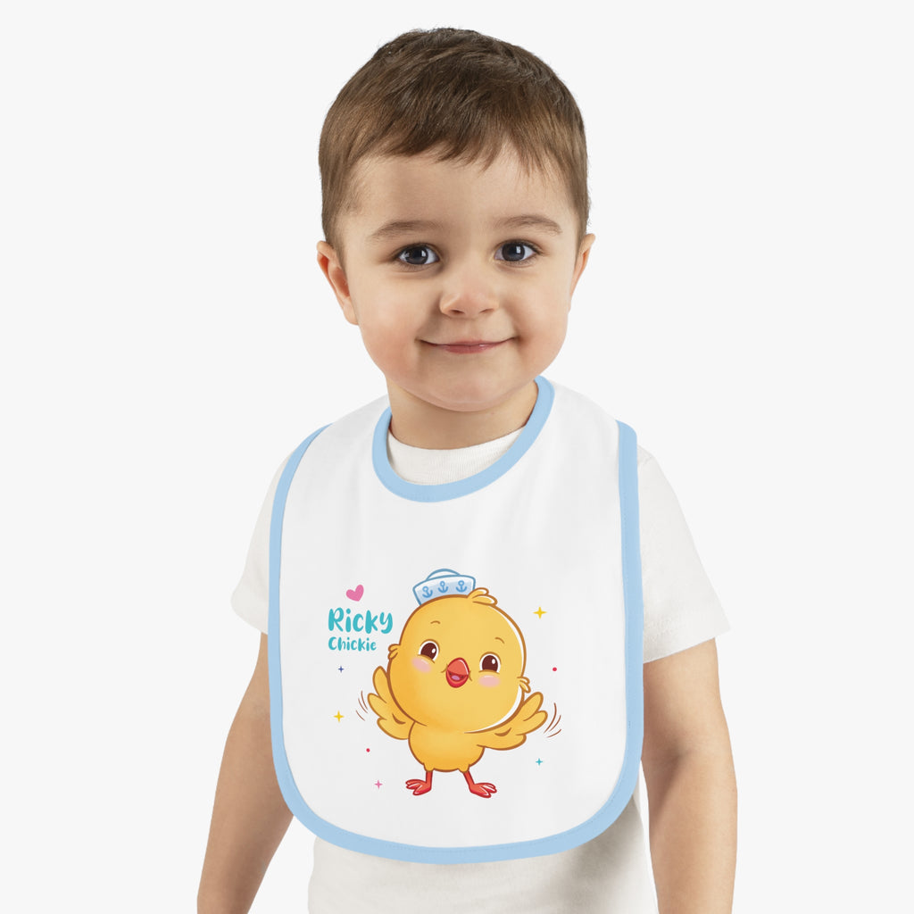 Ricky Contrast Trim Jersey Bib – Cuddle-Ready, Mess-Resistant!