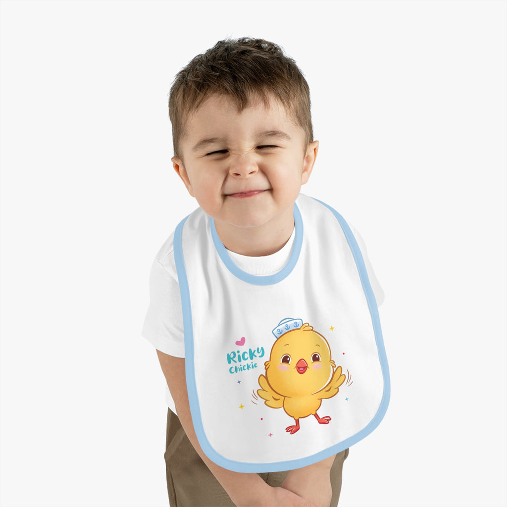 Ricky Contrast Trim Jersey Bib – Cuddle-Ready, Mess-Resistant!