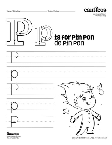Letter P for Pin Pon - Free Activity Sheet