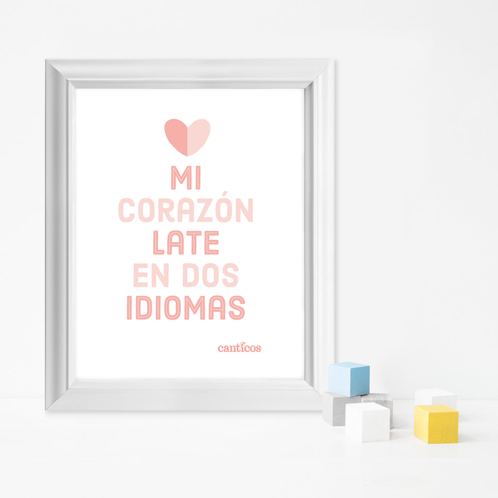 Mi Corazon late en dos Idiomas Framed Poster